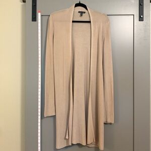 Eileen Fisher Open Front Cardigan Women's Beige Tan Tencel Knit Small Petite